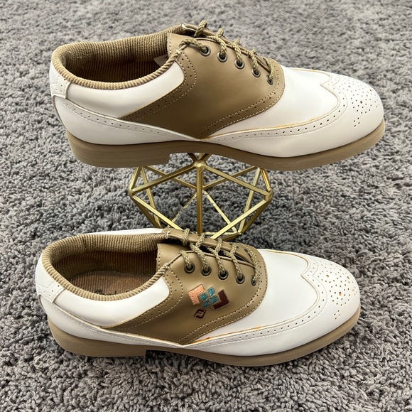 Footjoy GreenJoys Womens Size 8M Wingtip Golf Shoes White Brown Style 48868 - Picture 1 of 10